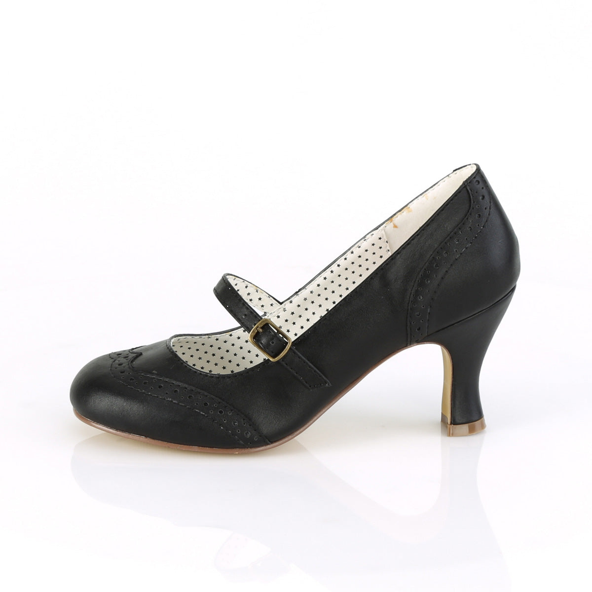 Pin Up Couture Womens Pumps FLAPPER-32 Blk Faux Leather