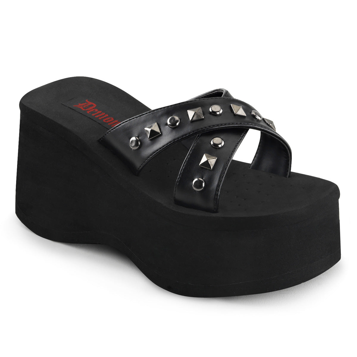 DemoniaCult Sandalias para mujeres FUNN-29 BLK de cuero vegano