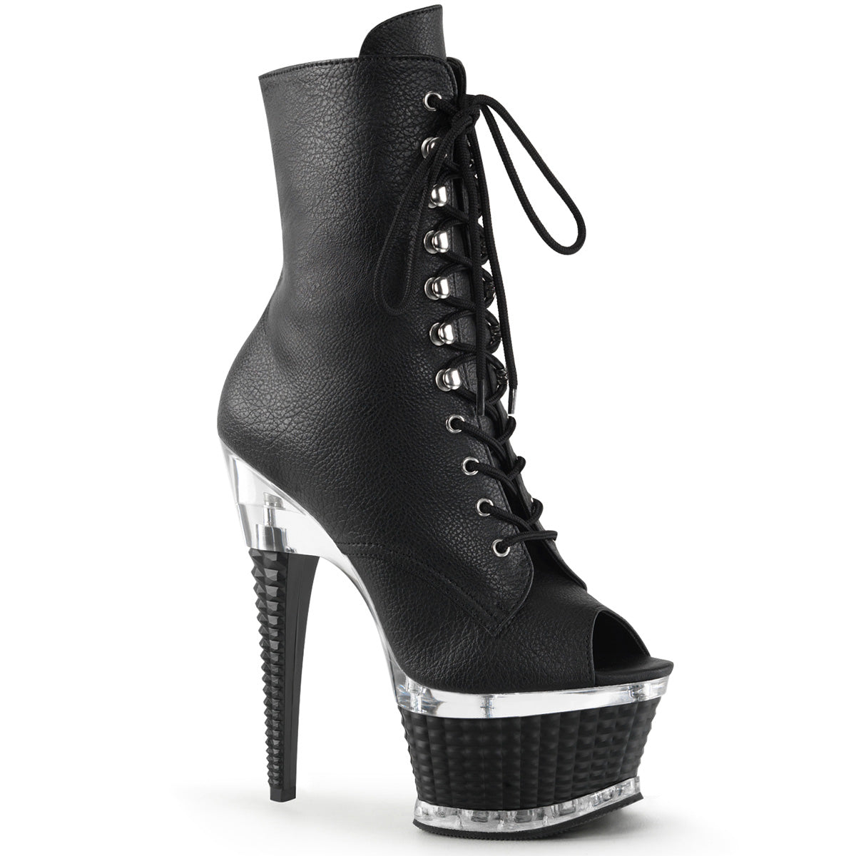 Pleaser Womens Ankle Boots ILLUSION-1021 Blk Faux Leather/Blk Matte