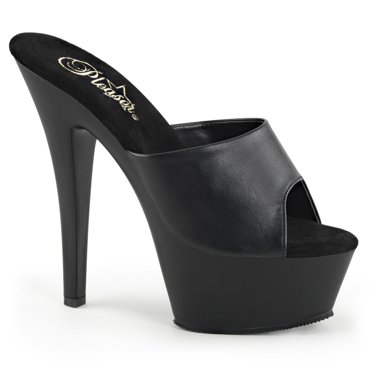 Pleaser Womens Sandals KISS-201 Blk Faux Leather/Blk Matte