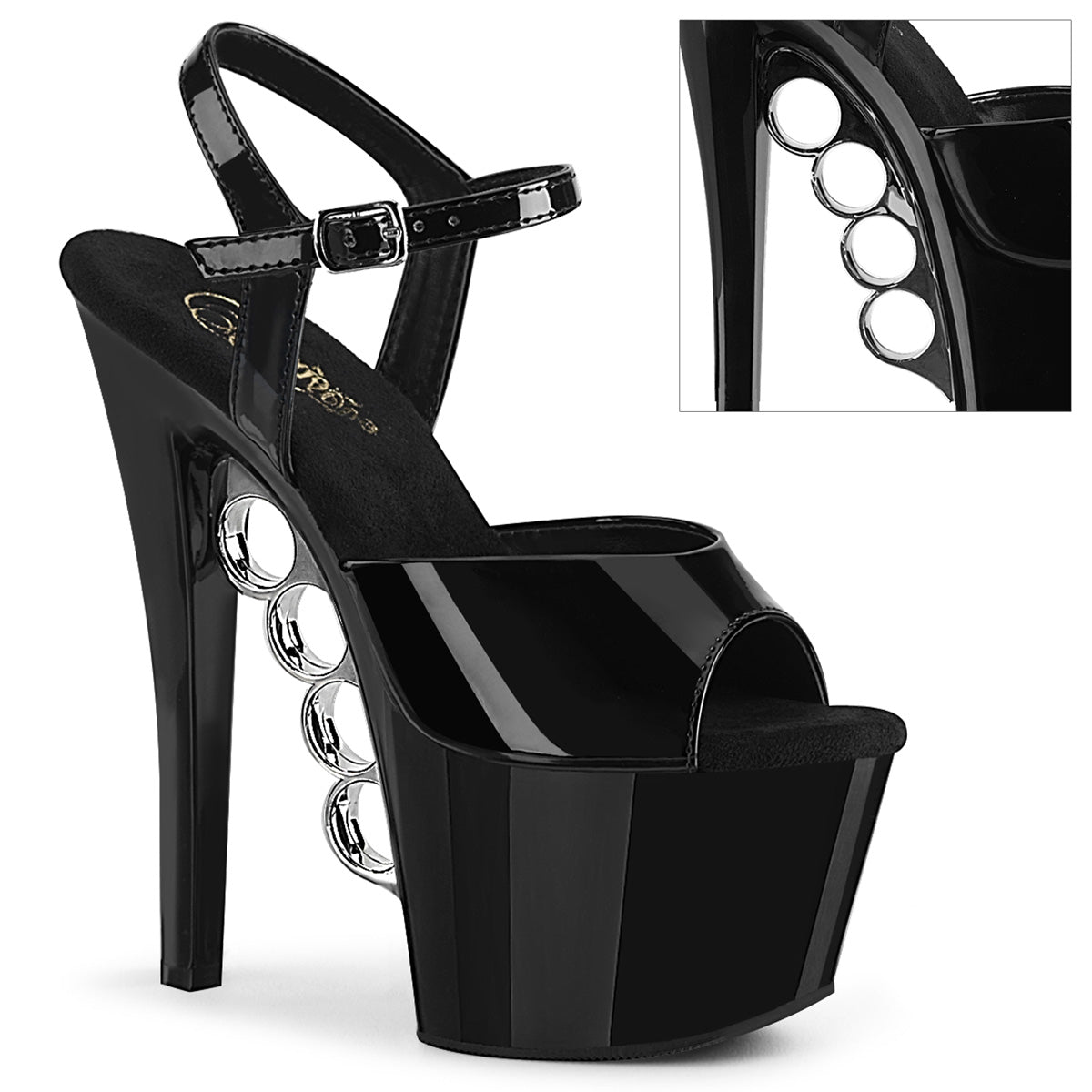 Pleaser Womens Sandals KNUCKS-709 Blk Pat/Blk