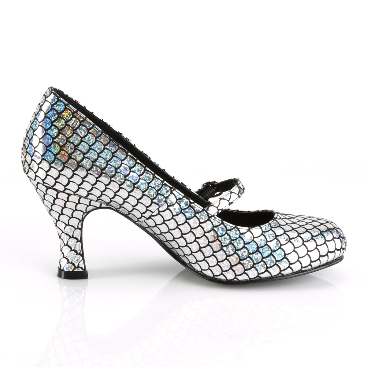 Funtasma Womens Pumps MERMAID-70 Silver Hologram Pu