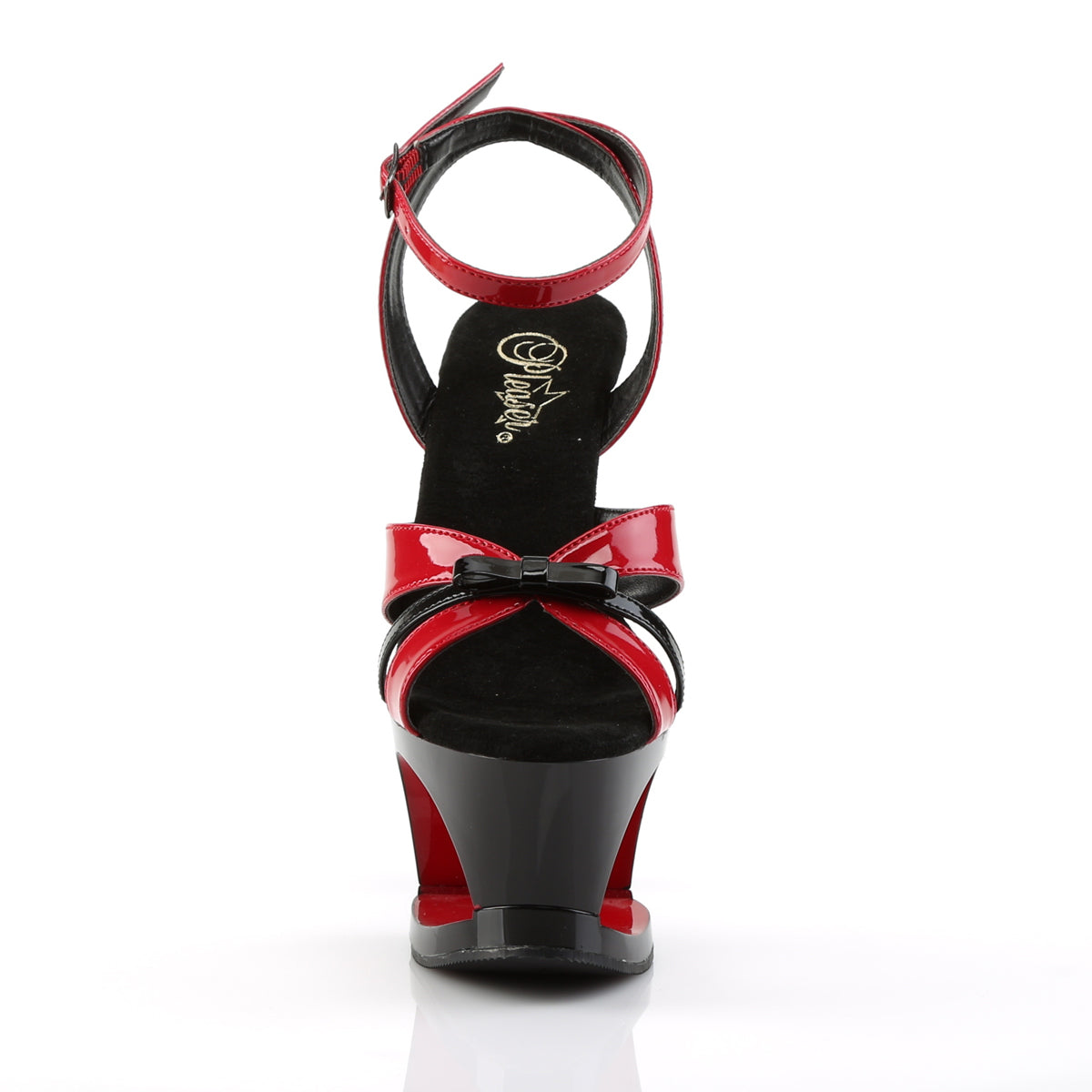 Pleaser Sandalias para mujer MOON-728 Red-Blk Pat / Blk