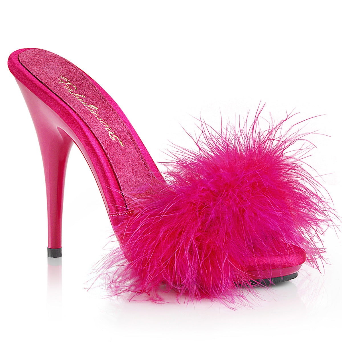 Fabulicious Sandalias para mujer POISE-501F H. PINK SATIN-MARABOU PIEL / H. Rosa