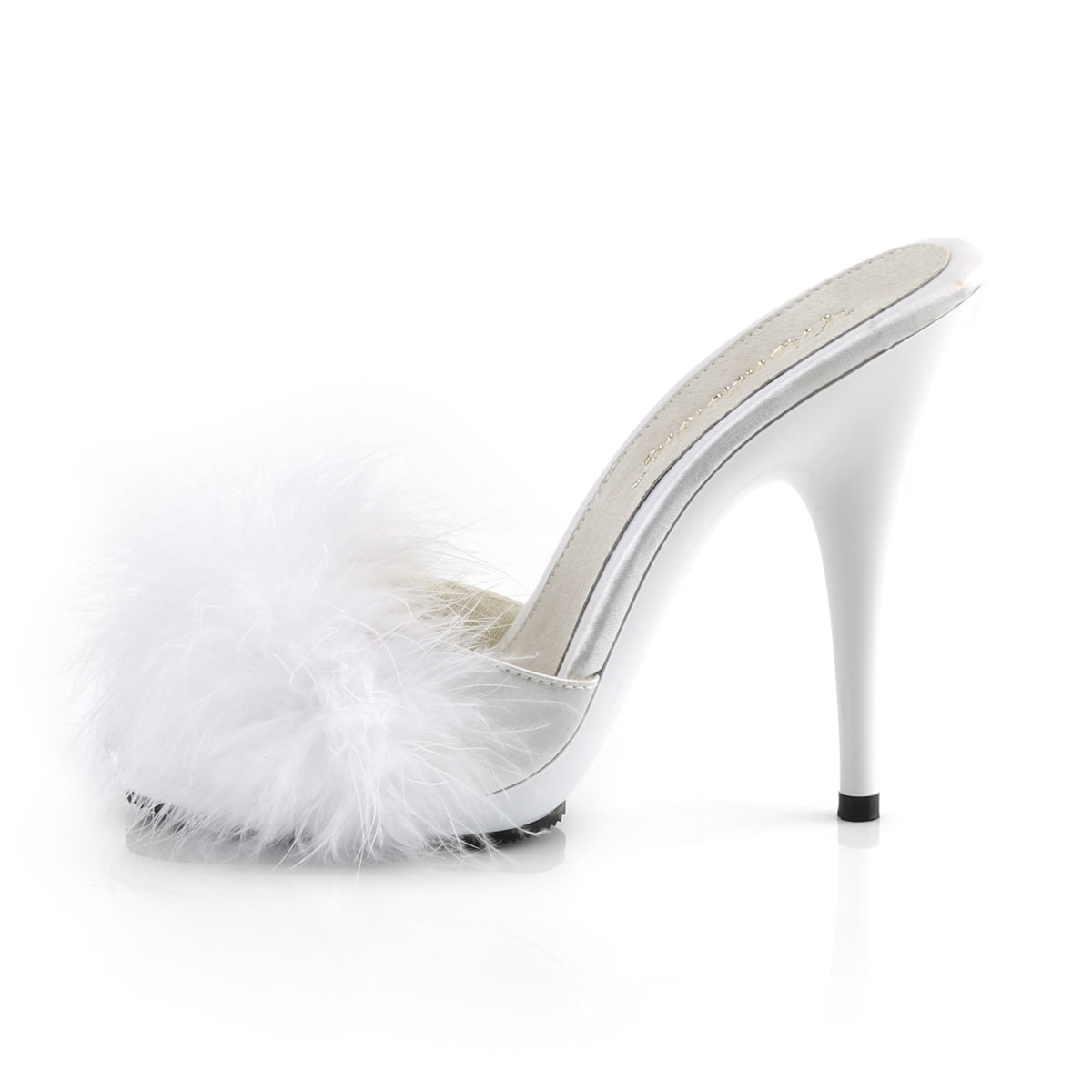 Fabulicious Womens Sandals POISE-501F Wht Satin-Marabou Fur/Wht