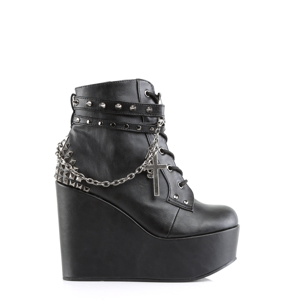 DemoniaCult Womens Ankle Boots POISON-101 Blk Vegan Leather