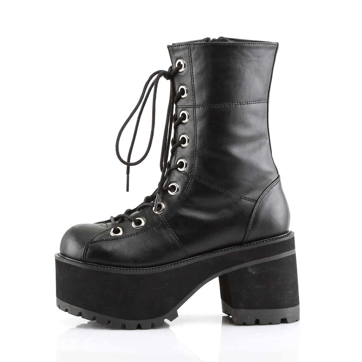 DemoniaCult Botas de mujer RANGER-301 cuero vegano blk