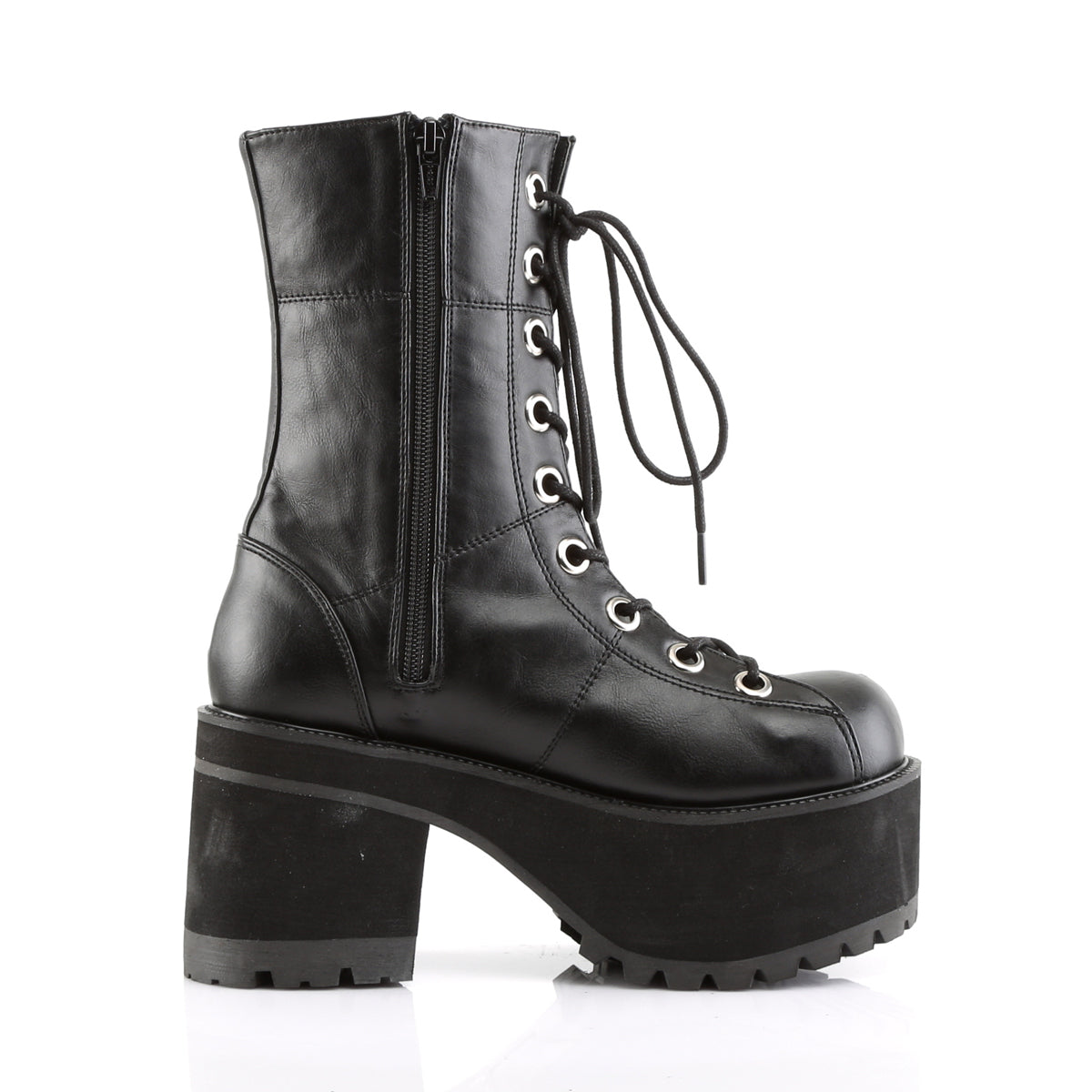 DemoniaCult Botas de mujer RANGER-301 cuero vegano blk