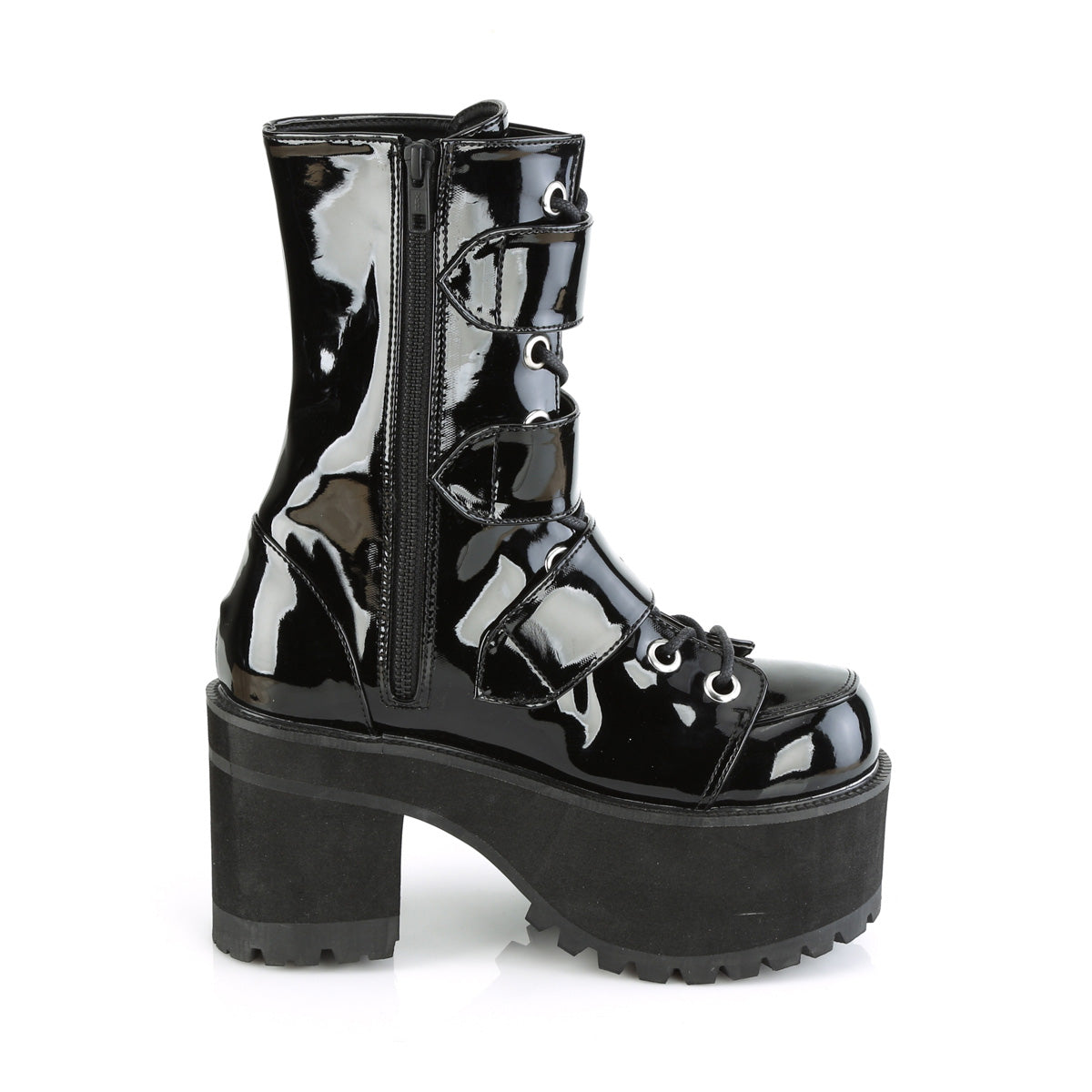 DemoniaCult Botas de tobillo para mujeres RANGER-308 BLK Patente