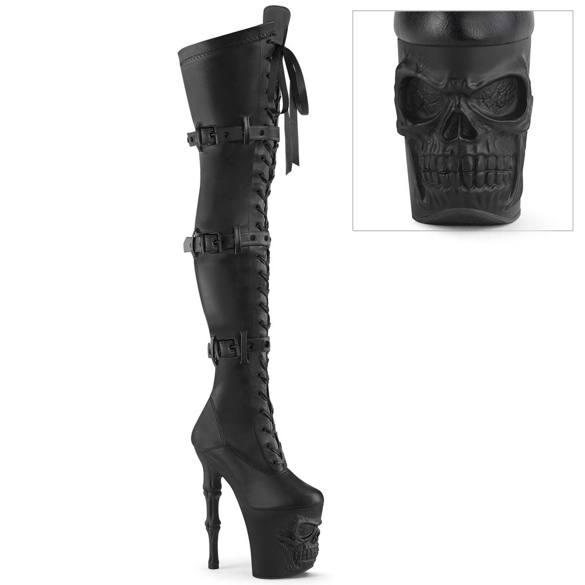 Pleaser  Boots RAPTURE-3028 Blk Str. Faux Leather/Blk Matte