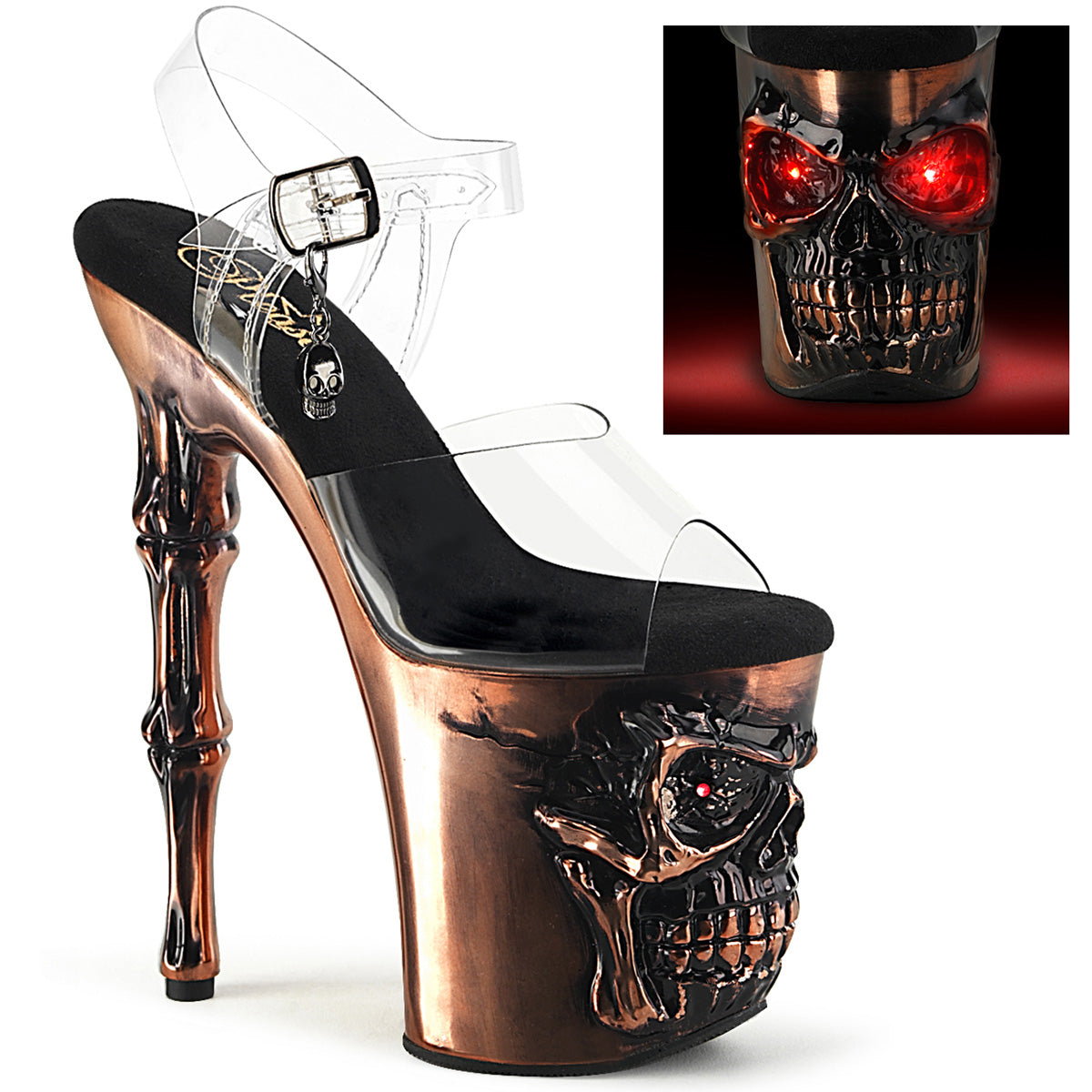 Pleaser  Sandalias RAPTURE-808-LT CLR/Satin Copper Chrome