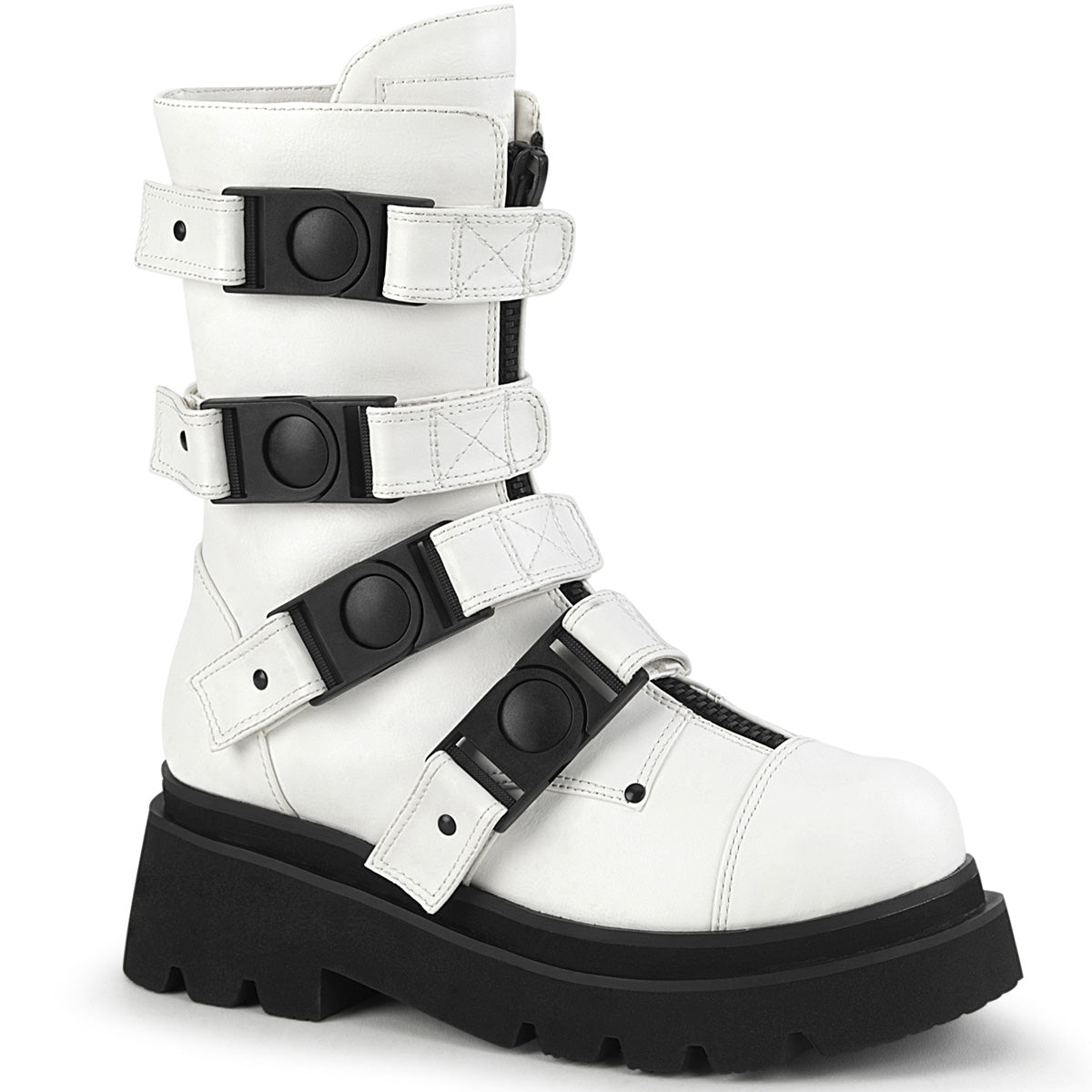 DemoniaCult  Botas RENEGADE-55 Wht Leather Vegan