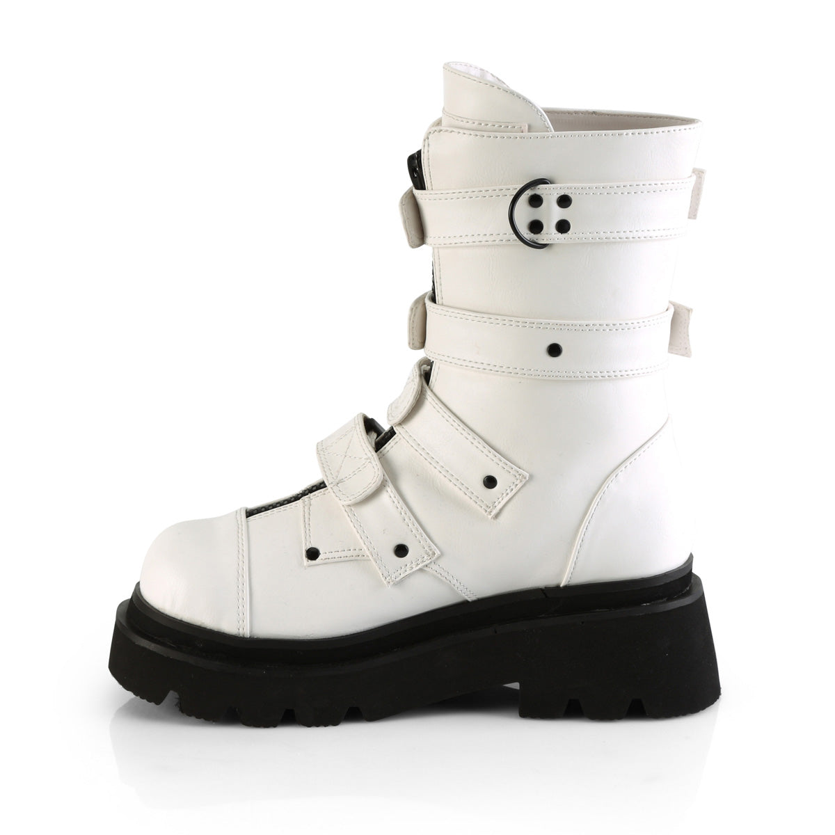 DemoniaCult  Botas RENEGADE-55 Wht Leather Vegan