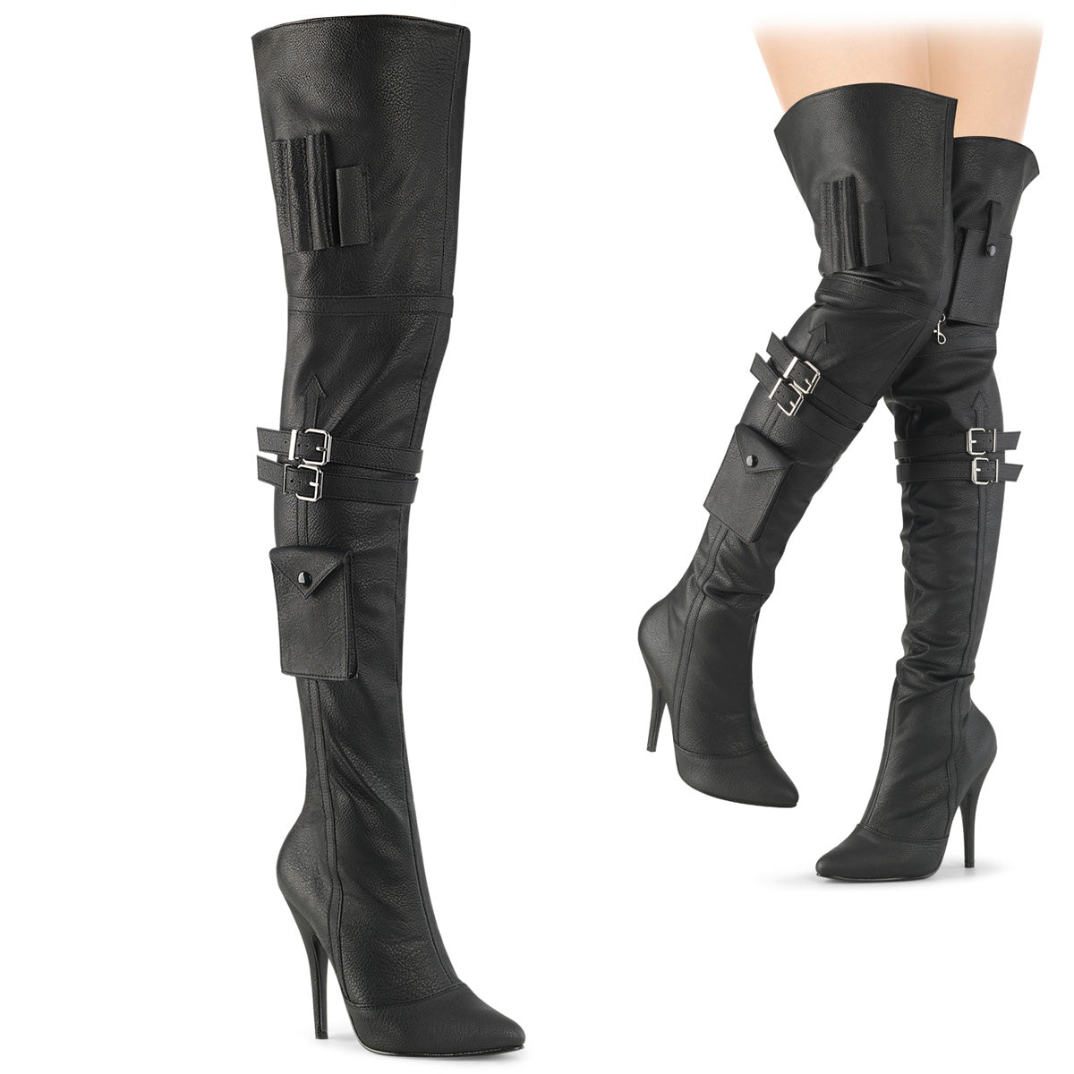 Pleaser  Boots SEDUCE-3019 Blk Faux Leather