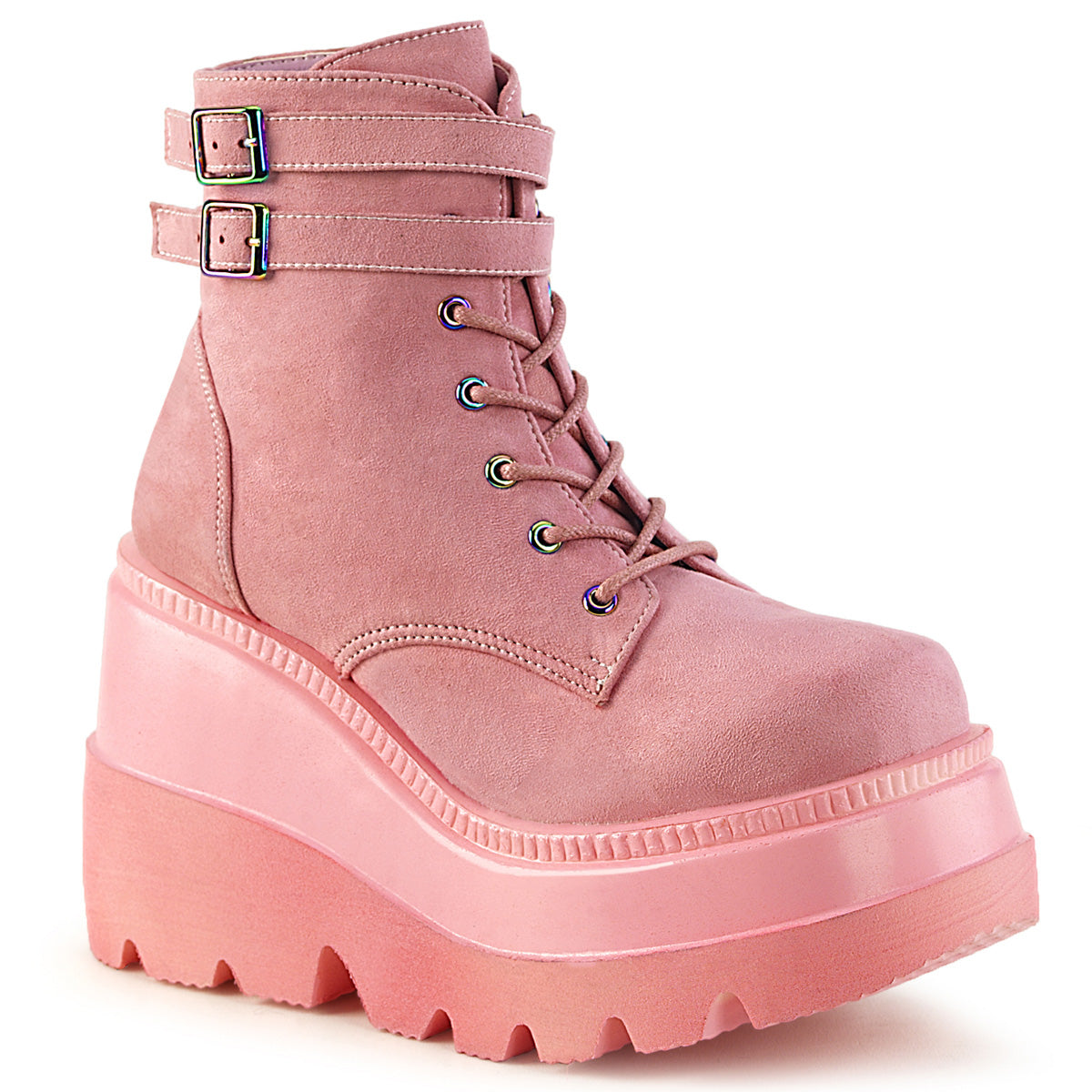 DemoniaCult  Botines SHAKER-52 B. Leed vegano rosa