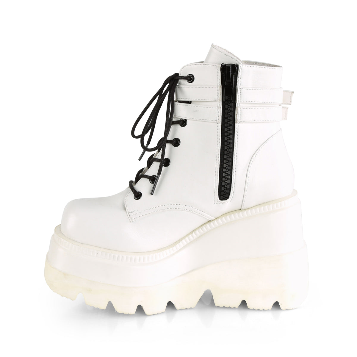 DemoniaCult  Ankle Boots SHAKER-52 Wht Vegan Leather