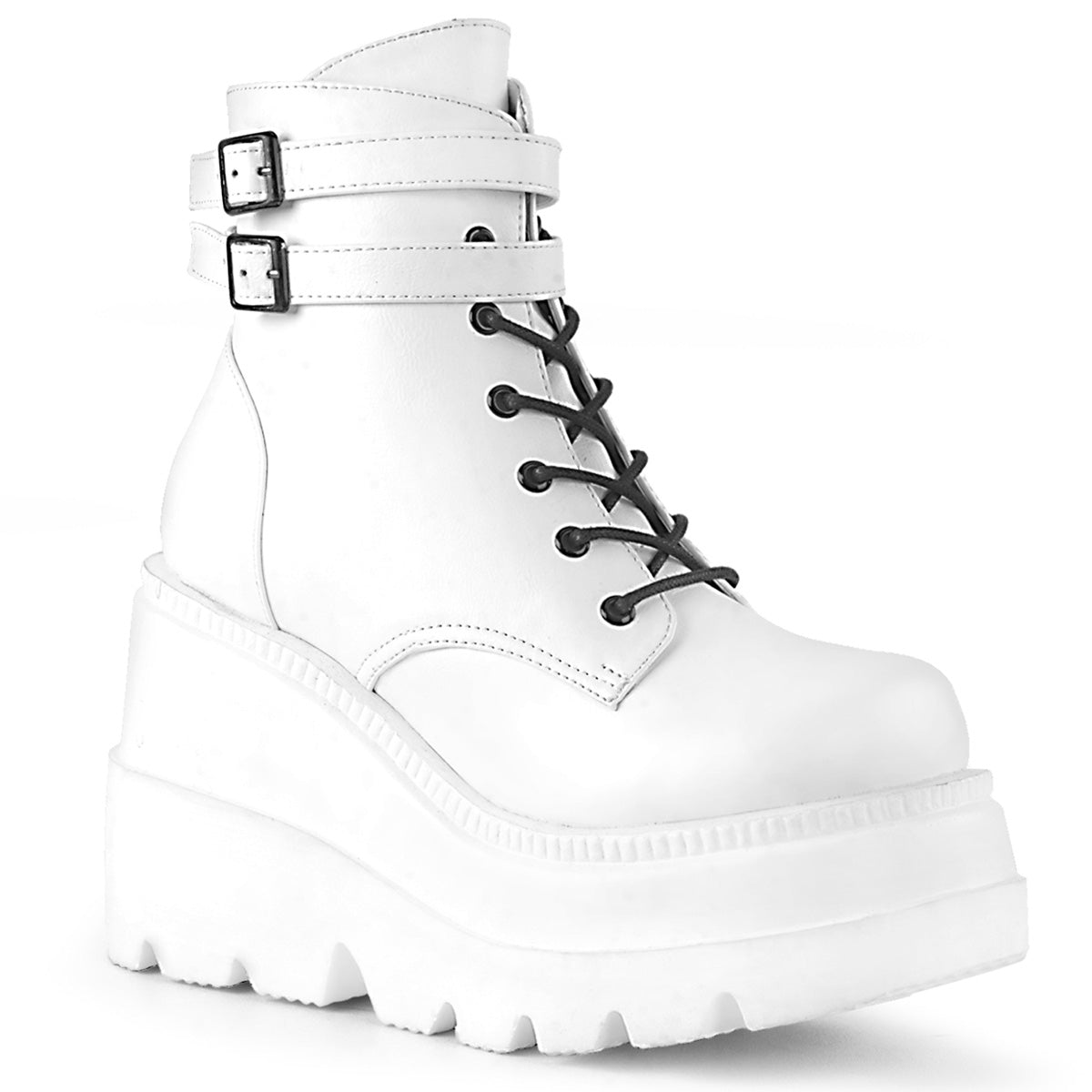 DemoniaCult  Ankle Boots SHAKER-52 Wht Vegan Leather