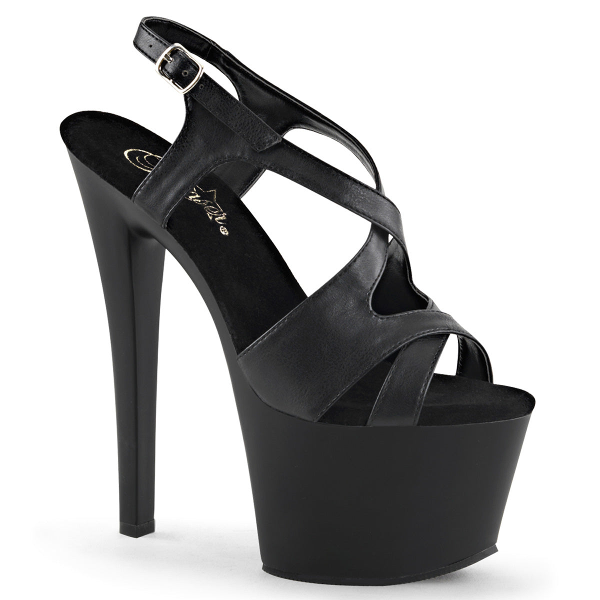 Pleaser Sandalias para mujer SKY-330 Blk Faux Cuero / Blk Mate