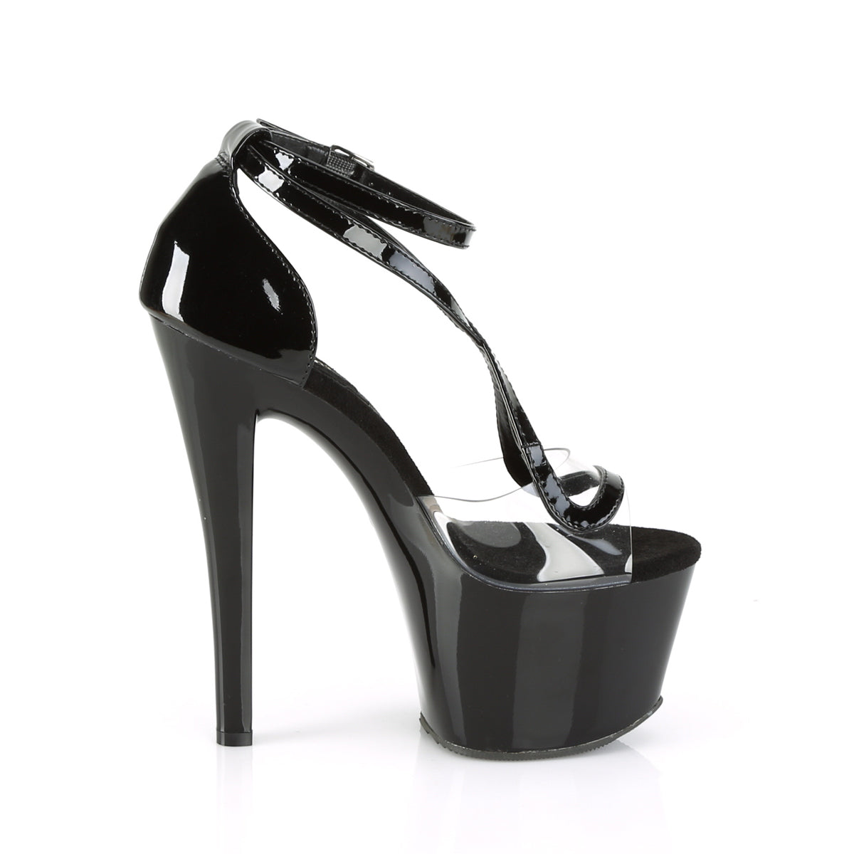 Pleaser Sandalias para mujer SKY-355 CLR-BLK PAT / BLK