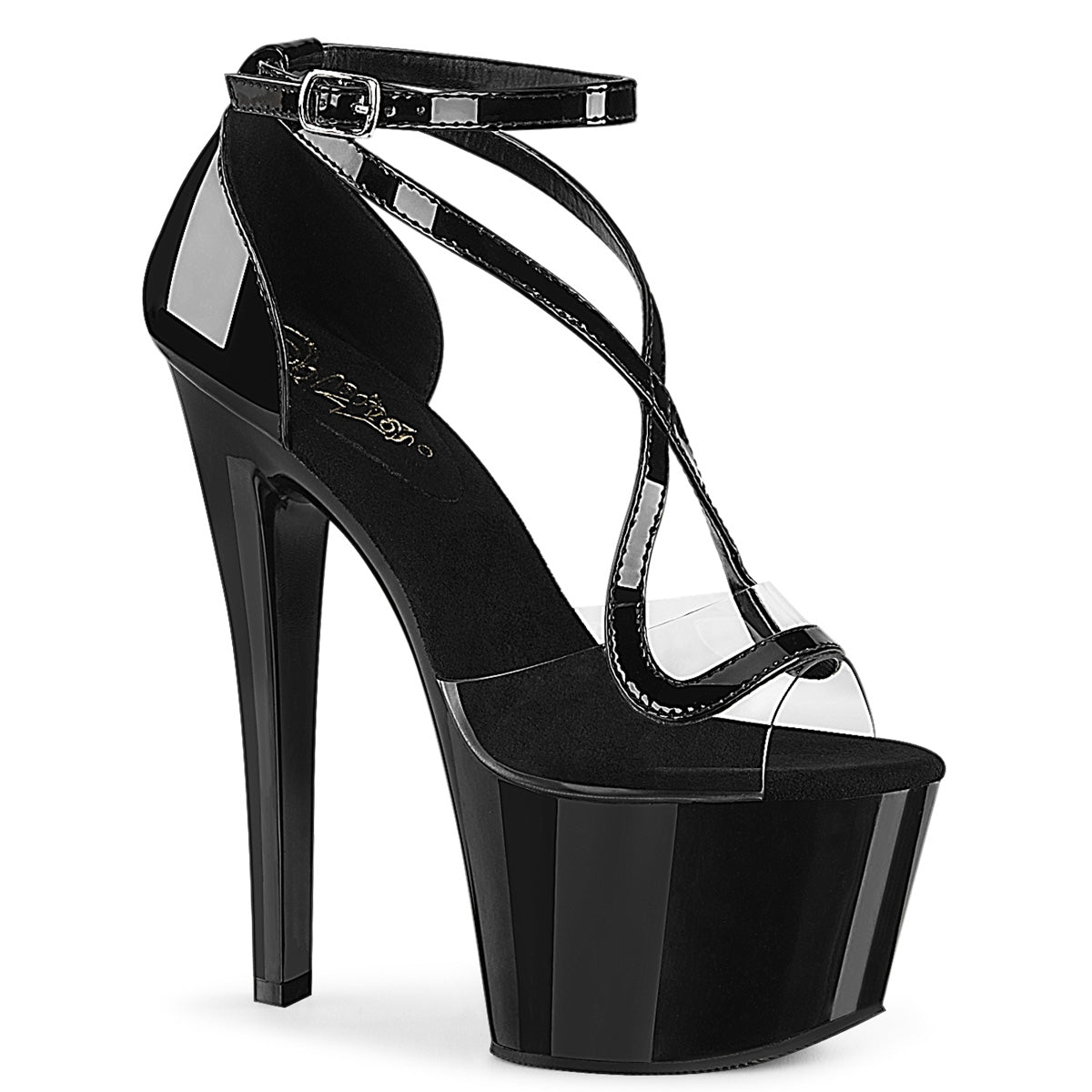 Pleaser Sandalias para mujer SKY-355 CLR-BLK PAT / BLK