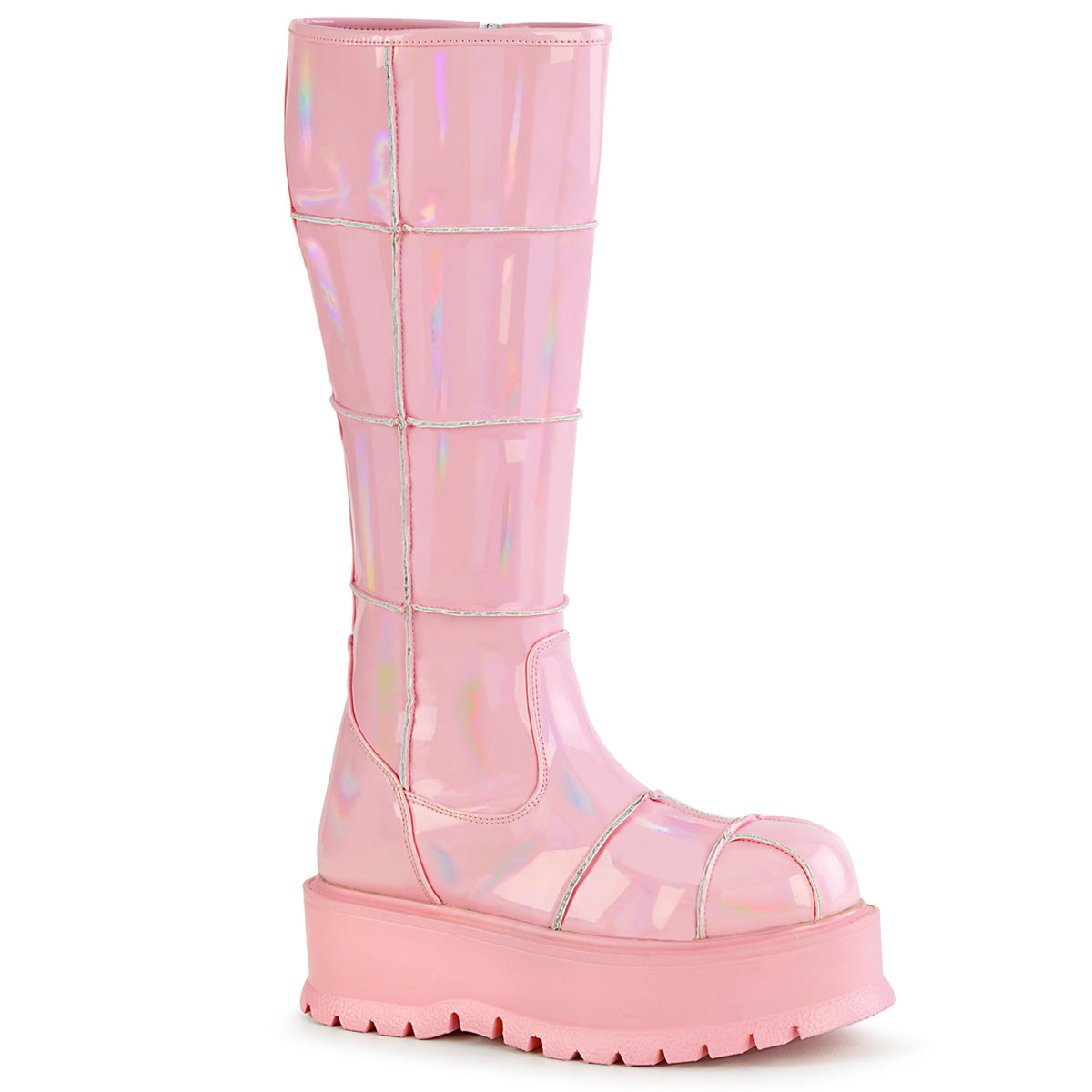 DemoniaCult Womens Boots SLACKER-230 B. Pink Hologram Pat