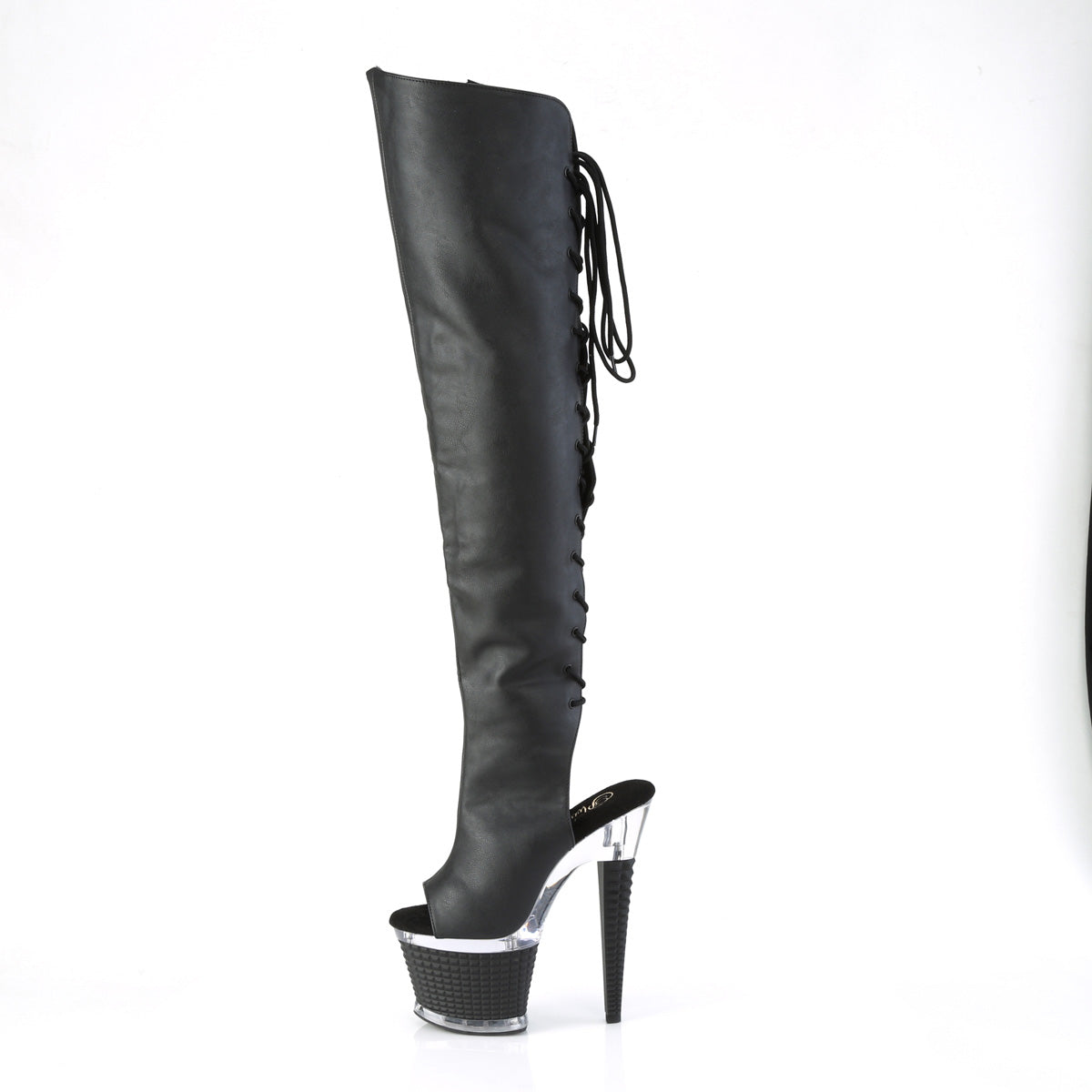 Pleaser  Boots SPECTATOR-3019 Blk Faux Leather/Clr-Blk Matte