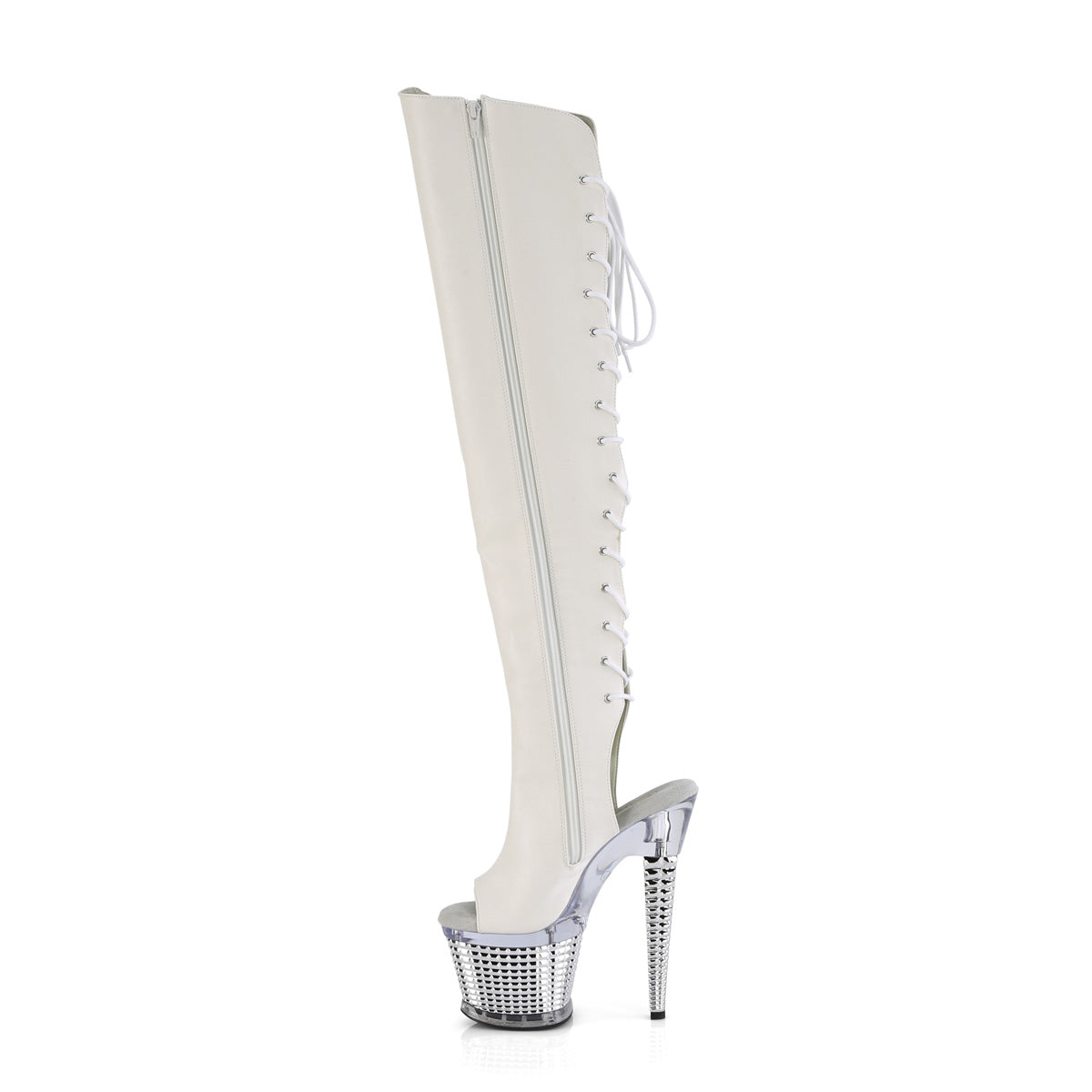 Pleaser  Botas SPECTATOR-3019 Wht Faux Cuero / CLR-SLV Chrome