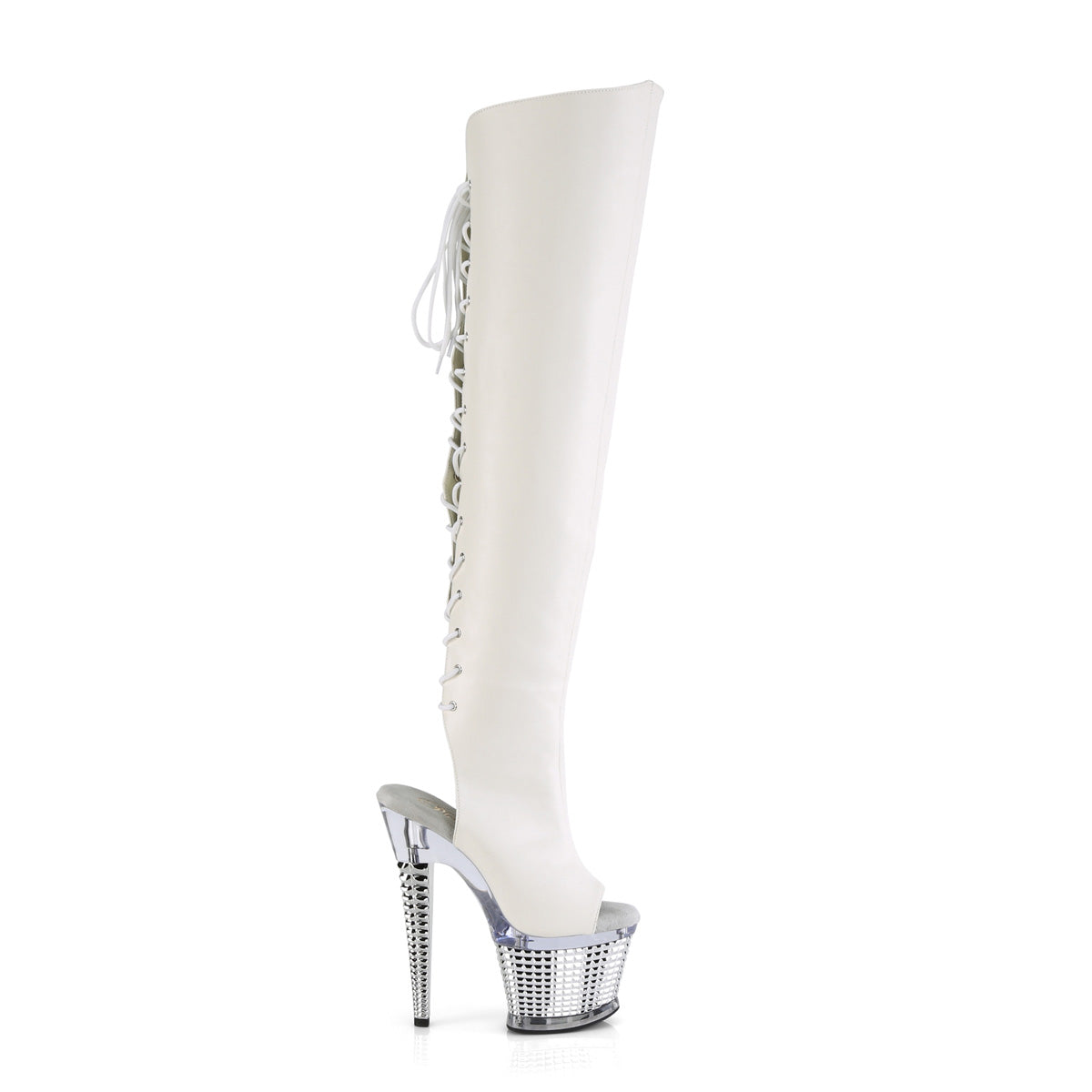 Pleaser  Botas SPECTATOR-3019 Wht Faux Cuero / CLR-SLV Chrome