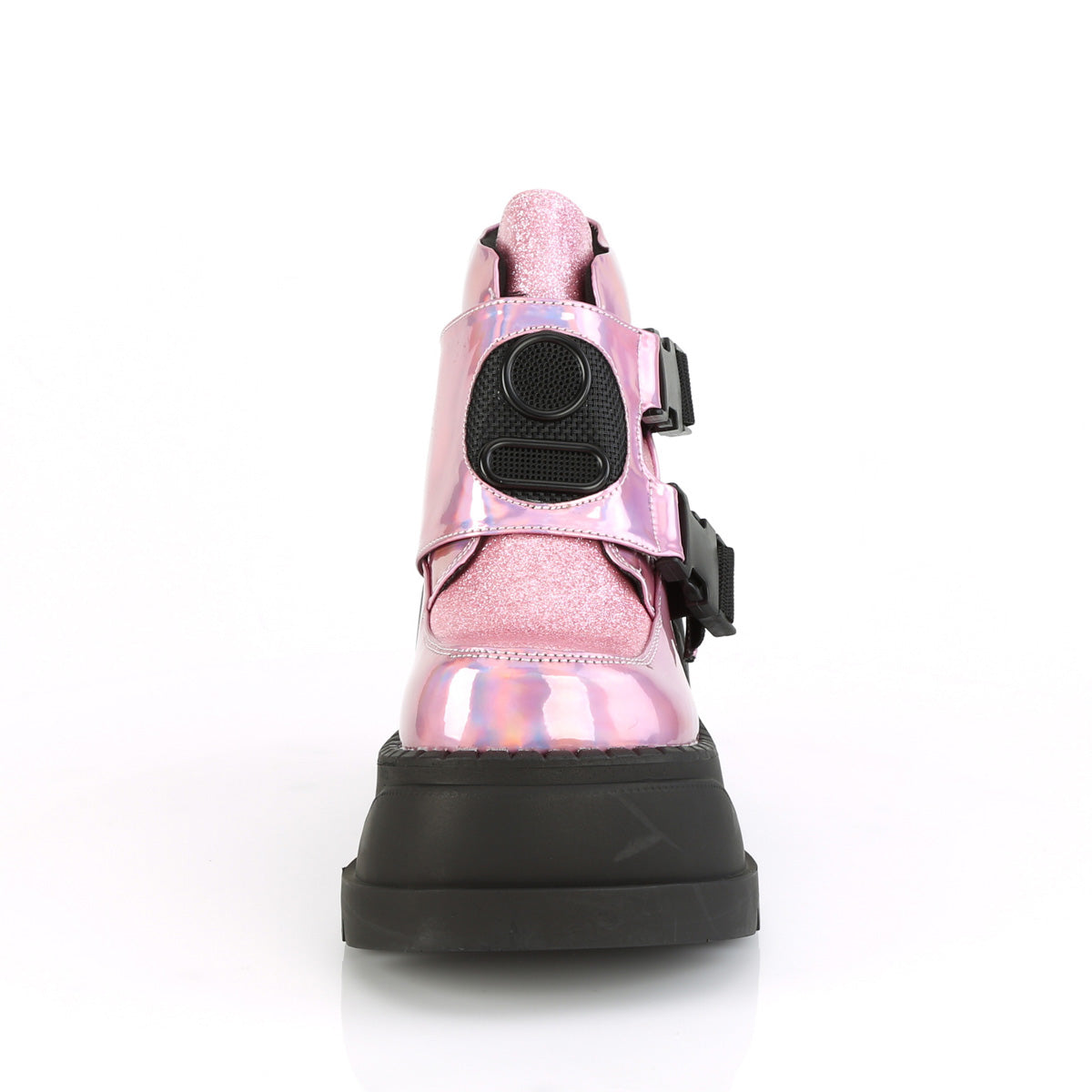 DemoniaCult Botas de tobillo para mujeres STOMP-15 Holograma rosa de holograma