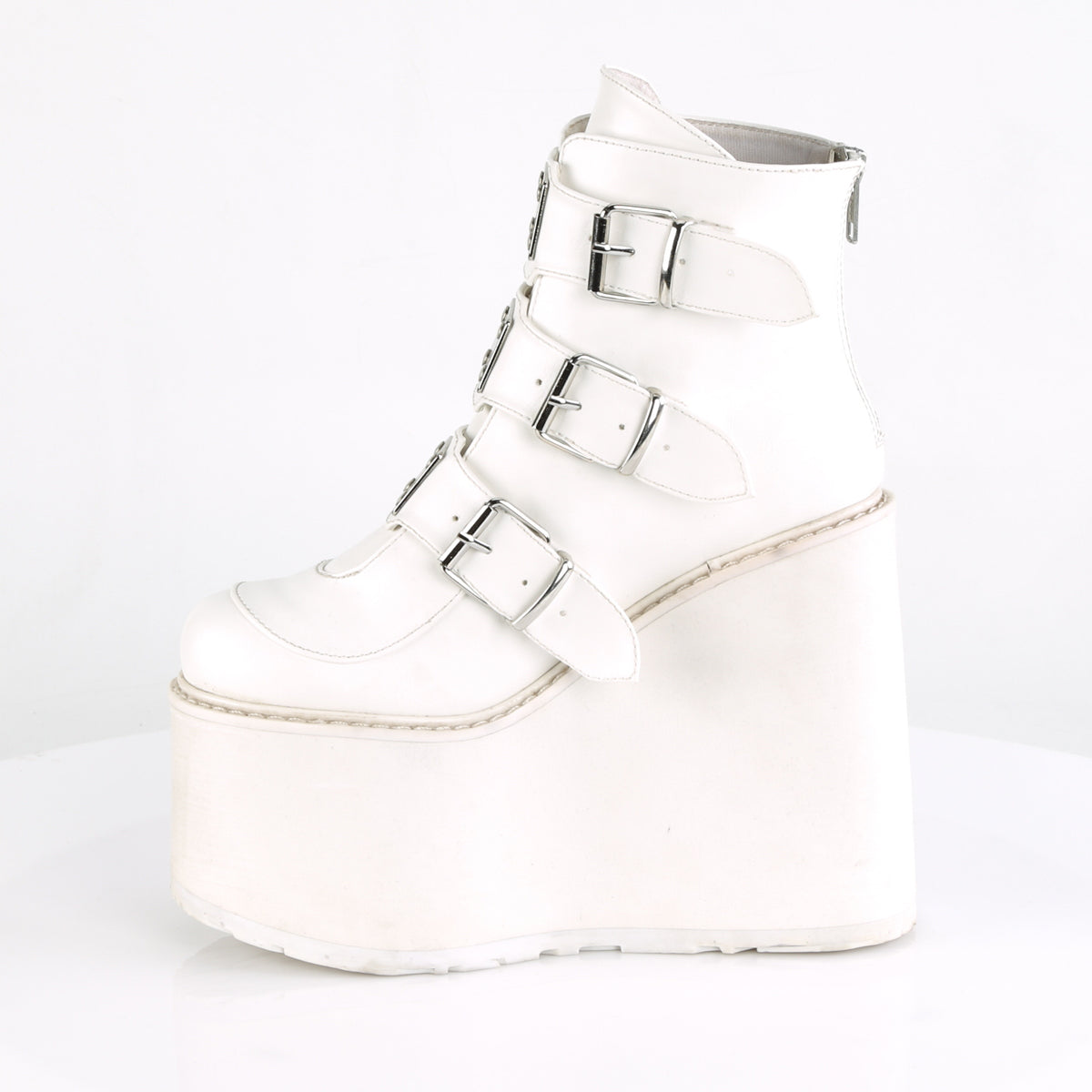 DemoniaCult Womens Ankle Boots SWING-105 White Vegan Leather