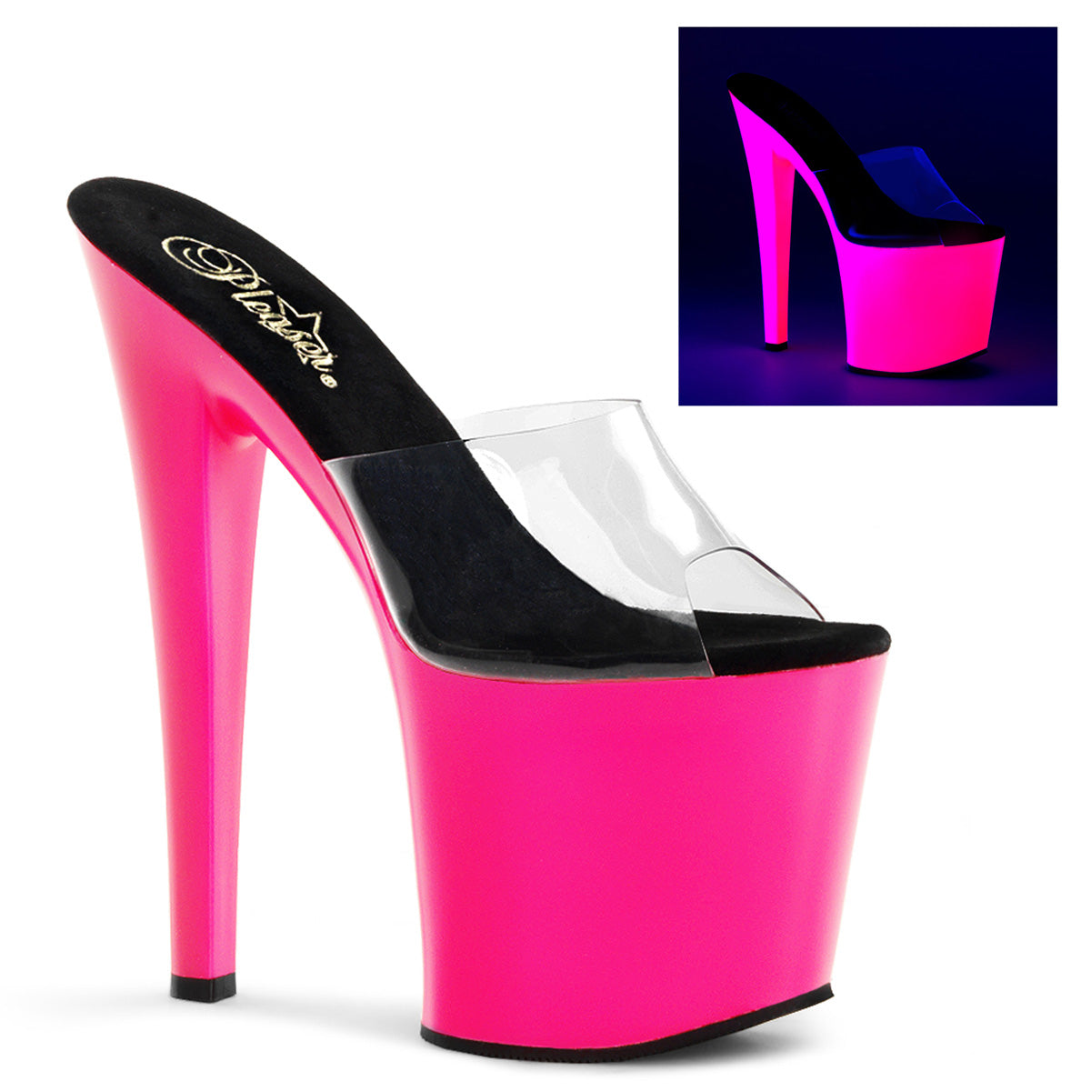 Pleaser Sandalias para mujer TABOO-701UV CLR / NEON PINK