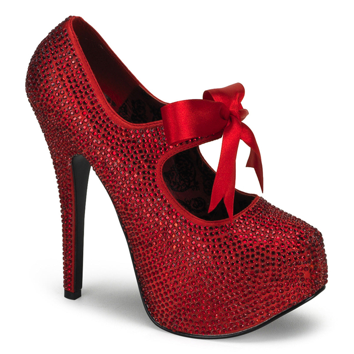 Bordello Bombas para mujer TEEZE-04r Rhinestones Rojos