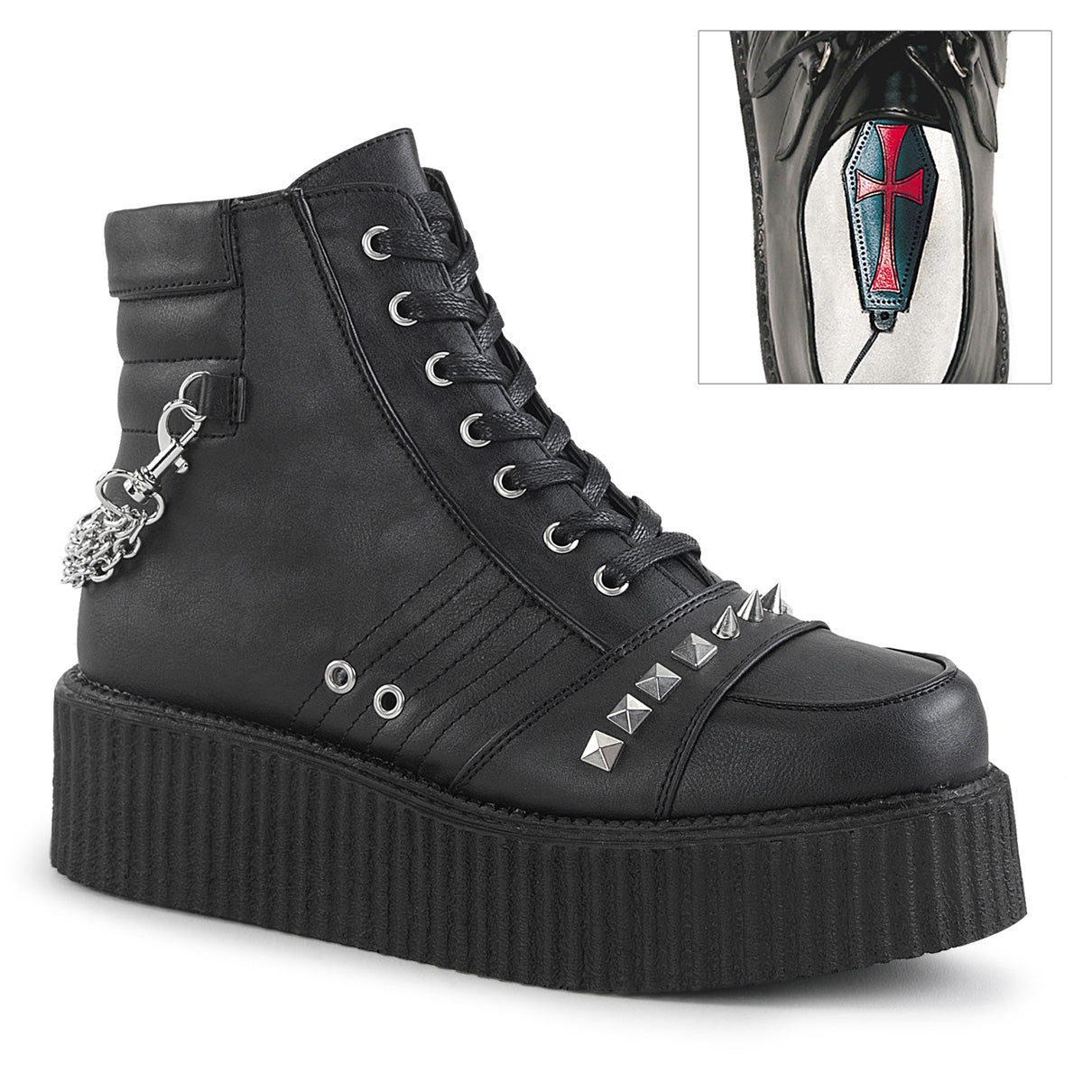 DemoniaCult Mens Low Shoe V-CREEPER-565 Blk Vegan Leather