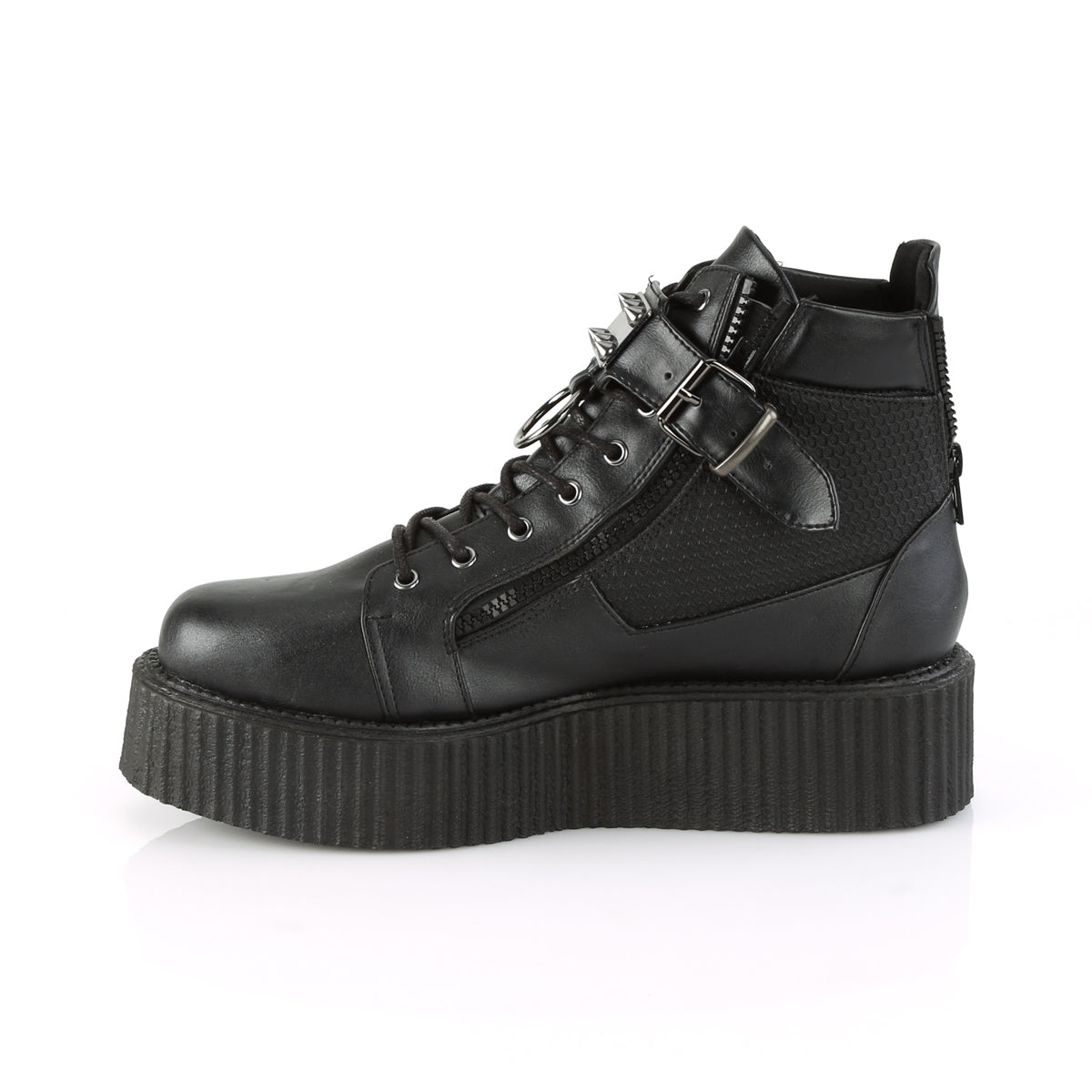 DemoniaCult Zapato bajo para hombre V-CREEPER-566 BLK de cuero vegano