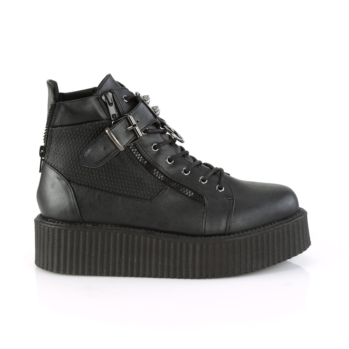 DemoniaCult Zapato bajo para hombre V-CREEPER-566 BLK de cuero vegano