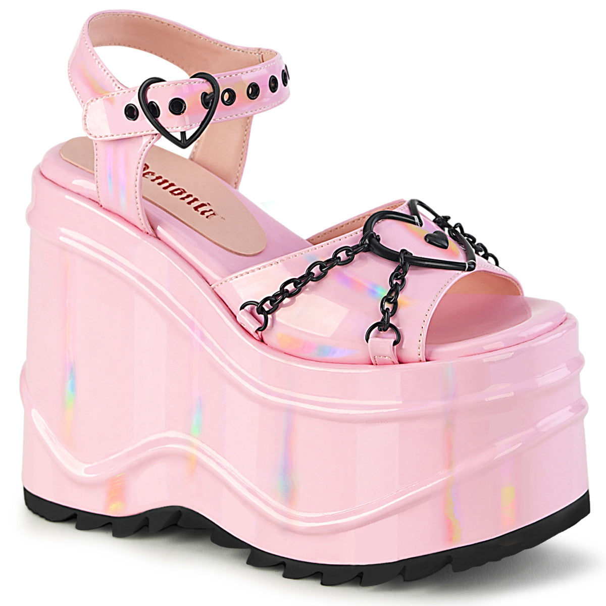 DemoniaCult Sandalias para mujeres WAVE-09 b.pink holograma