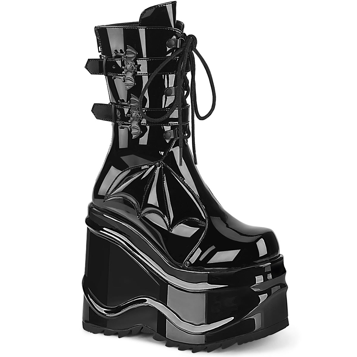 DemoniaCult Botas de mujer WAVE-150 Blk Pat