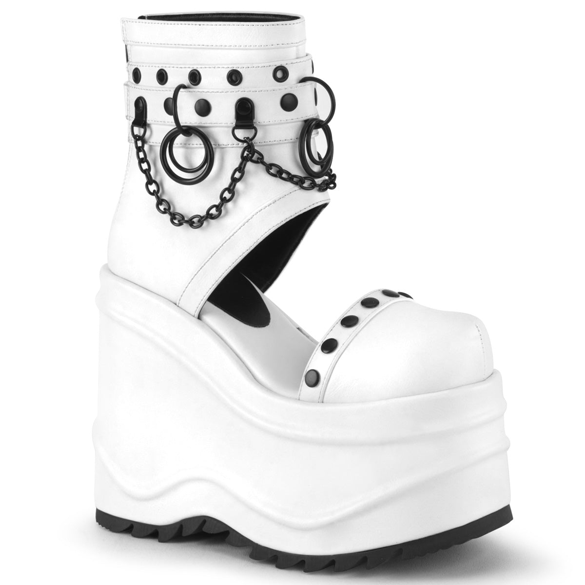 DemoniaCult  Sandals WAVE-22 Wht Vegan Leather