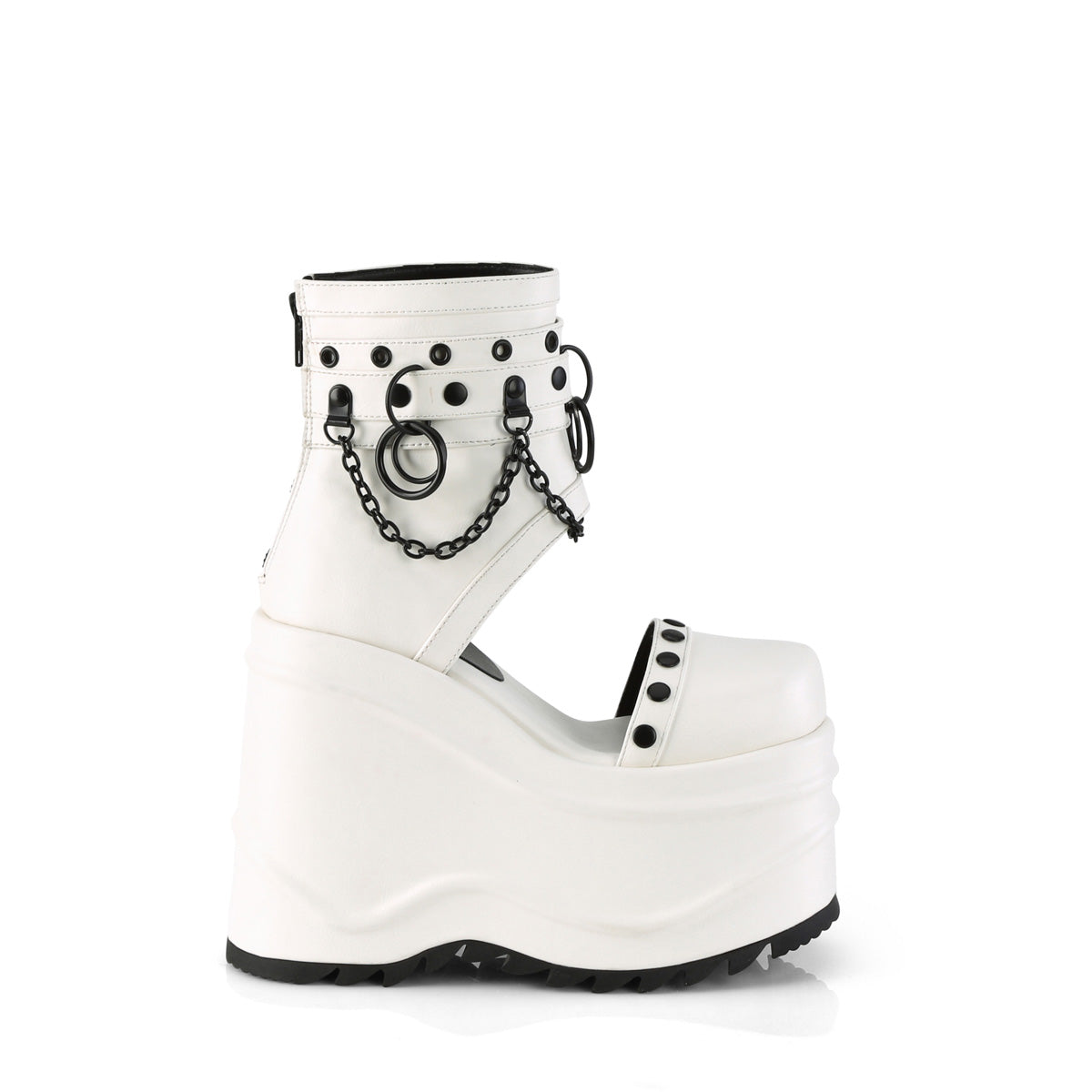 DemoniaCult  Sandals WAVE-22 Wht Vegan Leather